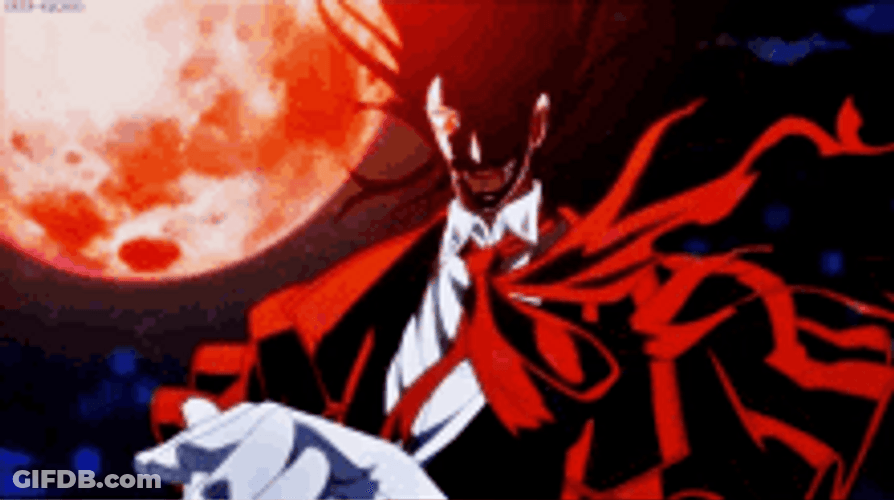 Hellsing Anime Alucard Red Moon Clapping Applause GIF