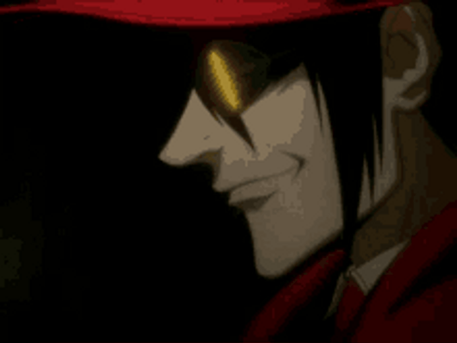 Hellsing Anime Alucard Vampire Happy Smirk GIF