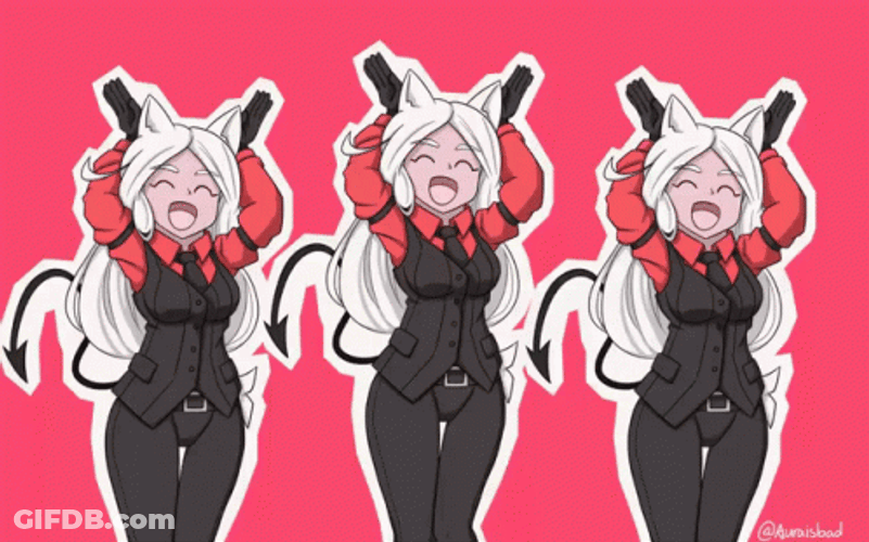 Helltaker Cerberus Swinging Caramelldansen GIF