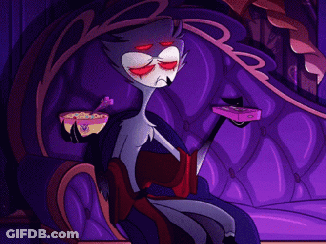 Helluva Boss Stolas Hold Bowl Of Cereal GIF
