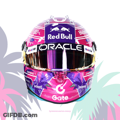 Helmet With Red Bull Oracle And G Gate GIF