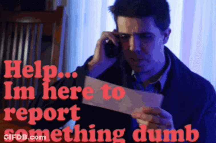 Help Im Here To Report Something Dumb GIF