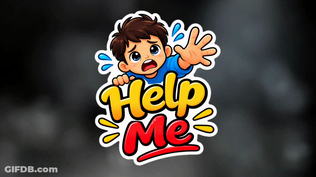 Help Me GIF – Cute Emotional Cartoon Sticker GIF