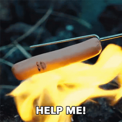 Help Me Roasted Hotdog GIF