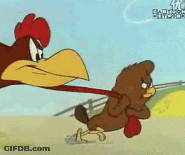 Henery Hawk Pulling Foghorn Leghorn GIF