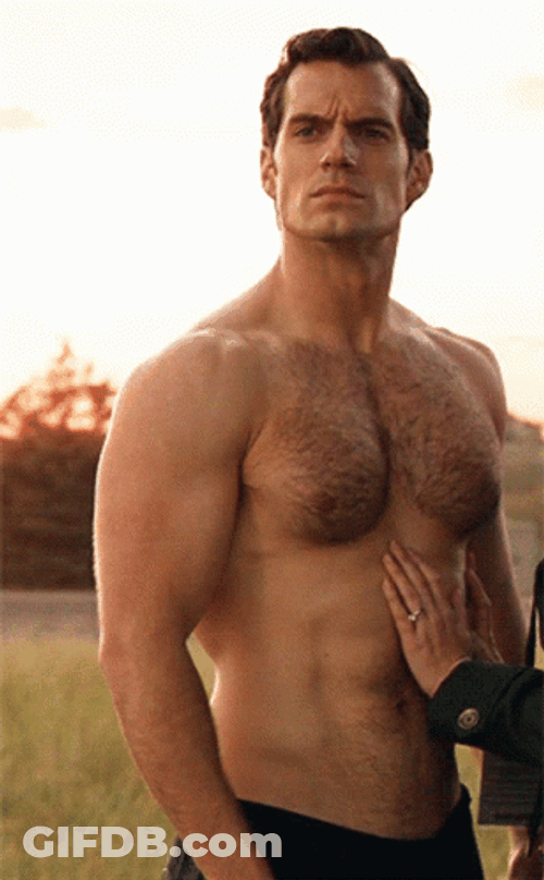 Henry Cavill As Superman Topless Staring GIF