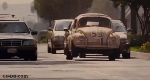 Herbie The Beetle Driving Down Street GIF