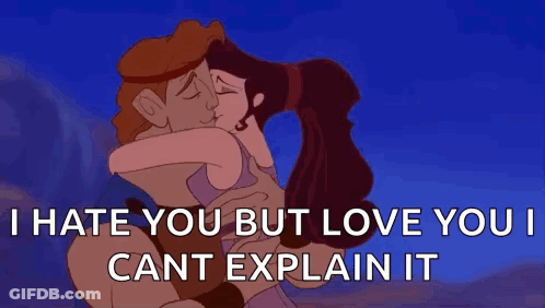 Hercules And Megara Kissing I Hate You Love You GIF