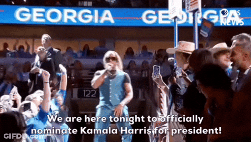 Here Tonight To Officially Nominate Harris Walz GIF