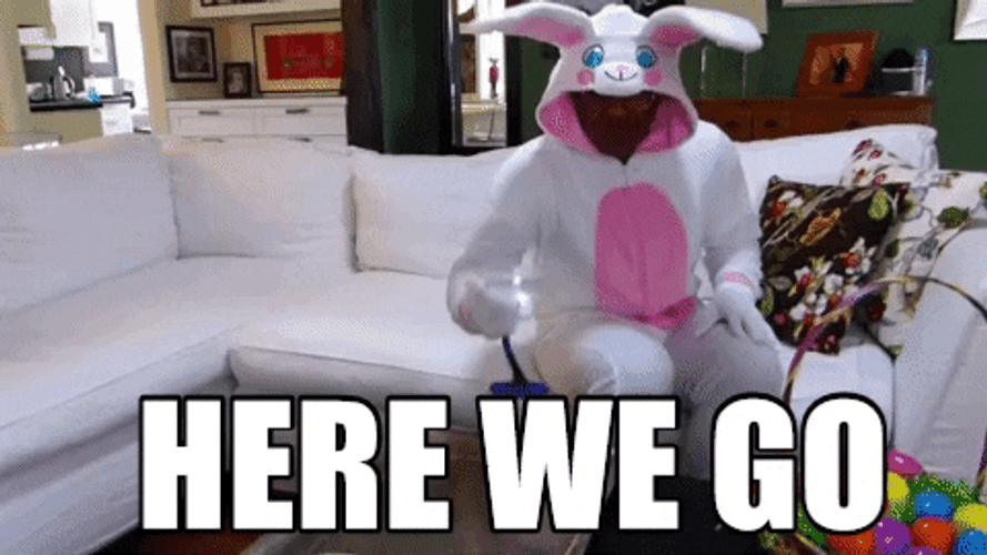 Here We Go Bunny Mascot GIF