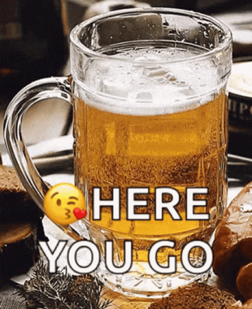 Here You Go Bubbly Beer Jug GIF