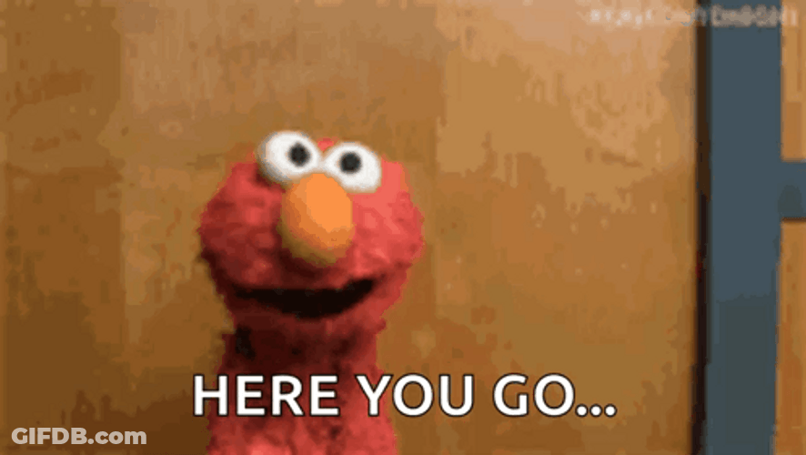 Here You Go Elmo Passing Out GIF