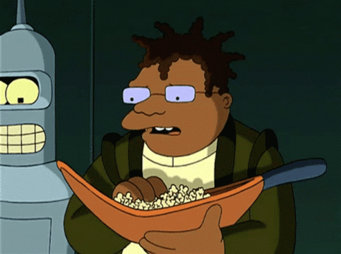 Hermes Futurama Eating Popcorn GIF