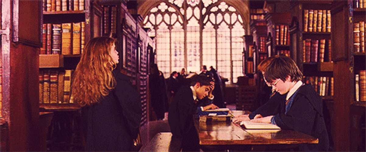 Hermione Aggressively Drops Book GIF
