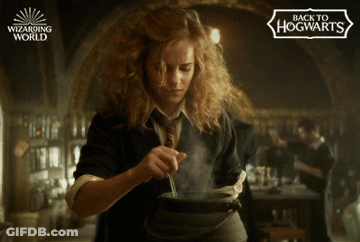 Hermione Concentrating While Mixing Potion GIF