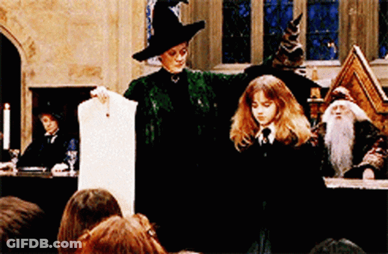Hermione Granger Wearing Sorting Hat GIF