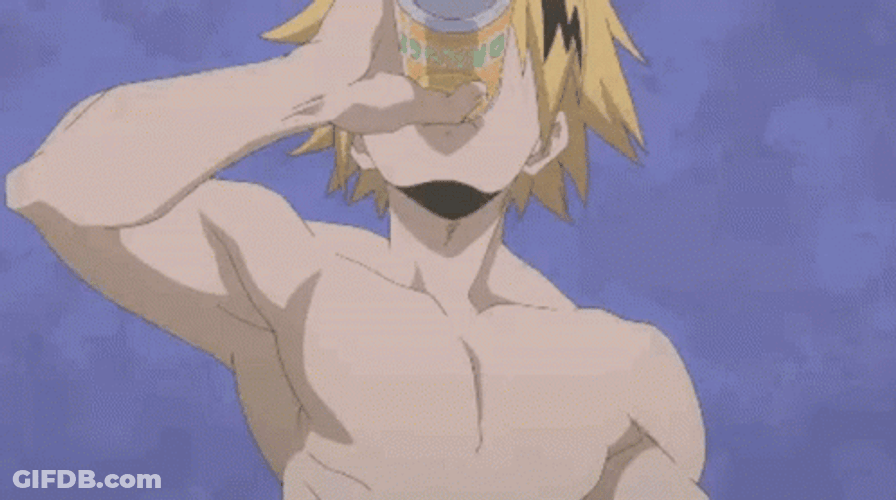 Hero Academia Denki Drinking GIF