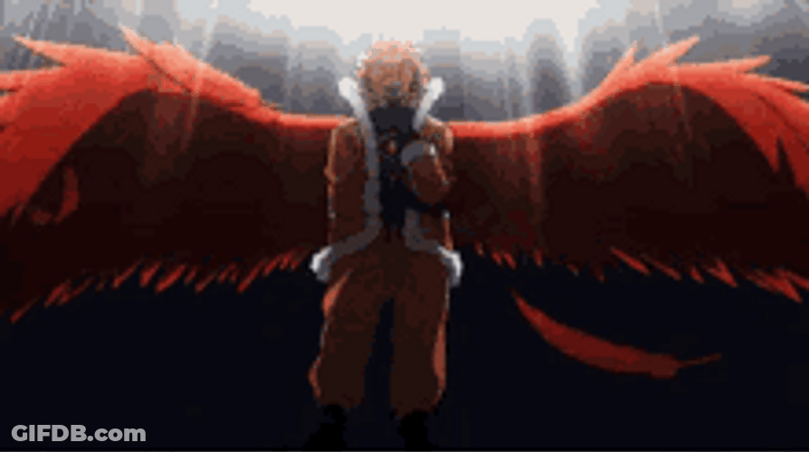 Hero Academia Hawks Flying In Red Wings GIF
