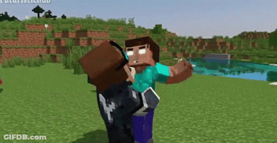 Herobrine Thrown On Ground Battle Gameplay GIF