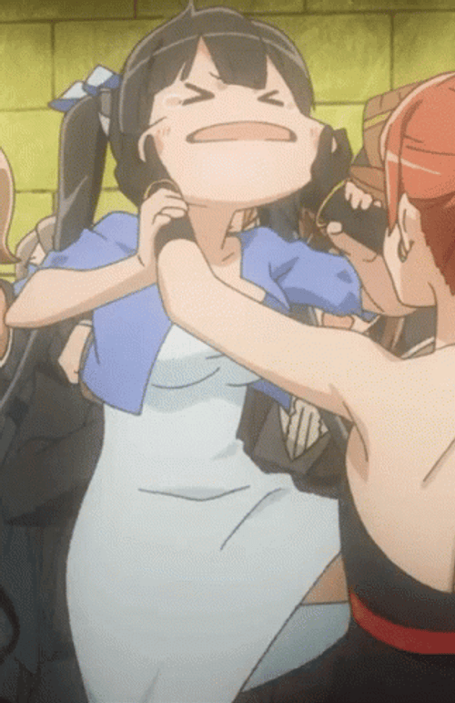 Hestia DanMachi Cheek Pinch GIF