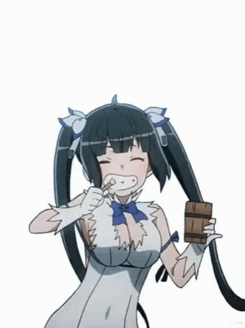 Hestia DanMachi  Happy Brushing GIF