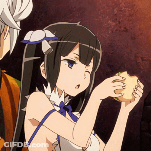 Hestia DanMachi Talking Burger GIF