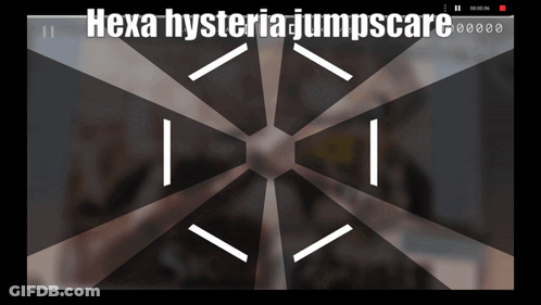 Hexa Hysteria Jumpscare Is Written On The Screen GIF