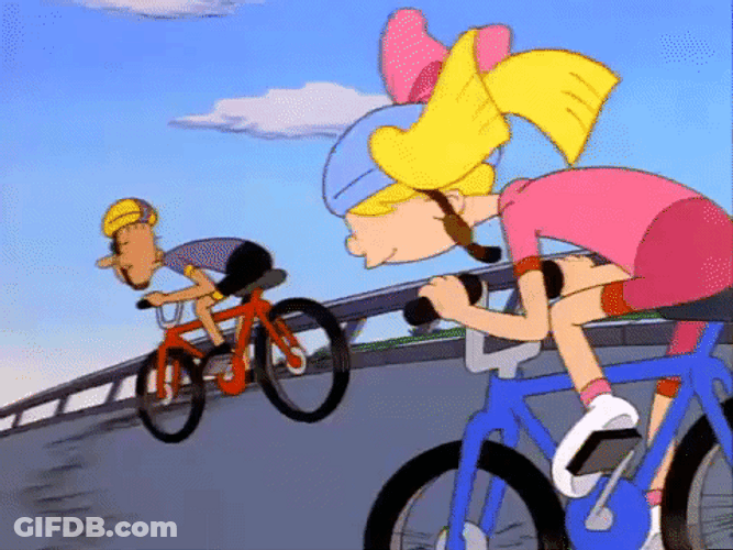 Hey Arnold Animation Riding Bike Competition GIF