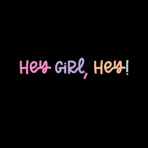 Hey Girl Text Animation Changing Colors GIF