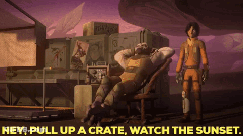 Hey Pull Up A Crate Watch The Sunset Man Laying In Chair GIF