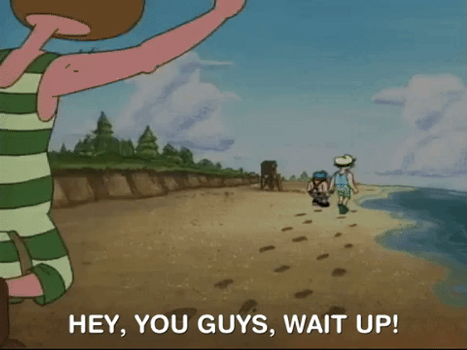 Hey You Guys Wait Up Cartoon Guy Running GIF