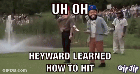Heyward Learned How To Hit A Golf Ball With A Crowd In The Background GIF