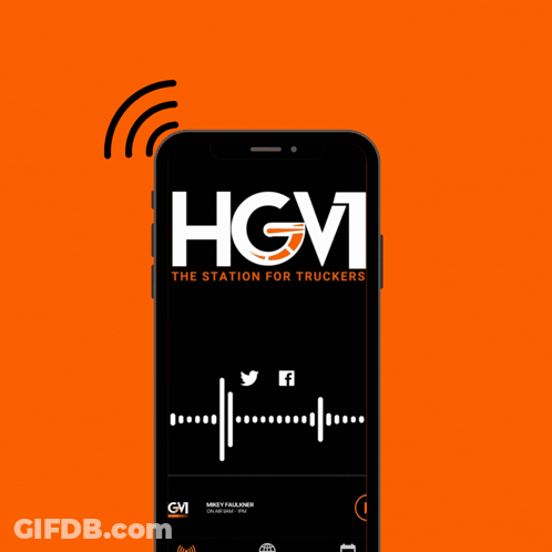 HGVRADIO.com Cell Phone On Orange GIF
