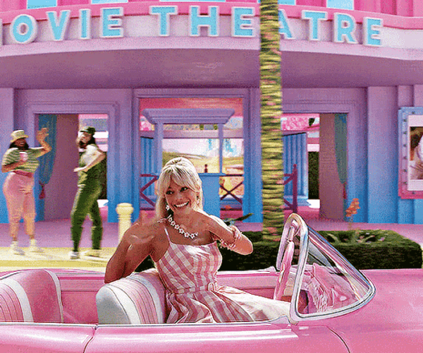 Hi Barbie Margot Robbie Waving In Car GIF