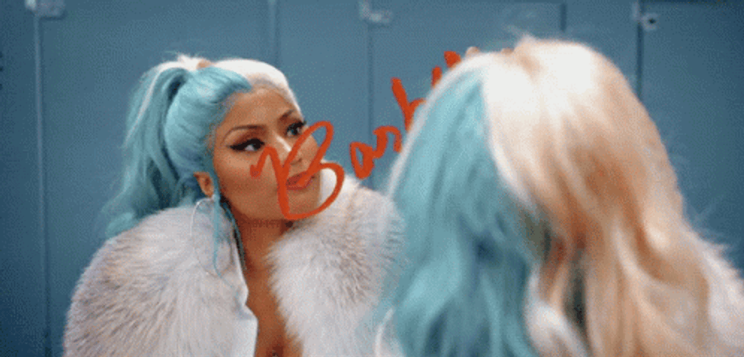 Hi Barbie Nicki Minaj Scribbling On Mirror GIF