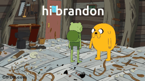 Hi Brandon Cartoon Standing Next To Another Character GIF