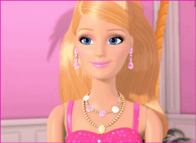 Hi Jolly Barbie Happy Reaction Animation GIF