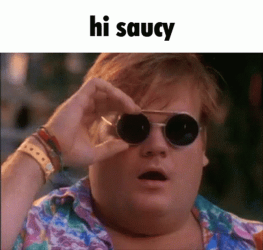 Hi Saucy Chris Farley Looking Shocked GIF