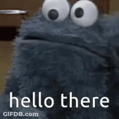 Hi There Startled Cookie Monster GIF