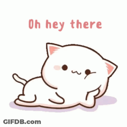 Hi There White Cartoon Cat Chilling GIF