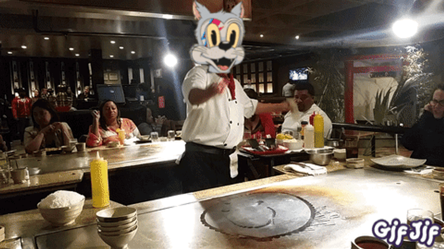 Hibachi Chef Catches Big Fire GIF