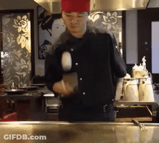 Hibachi Chef Egg Performance GIF