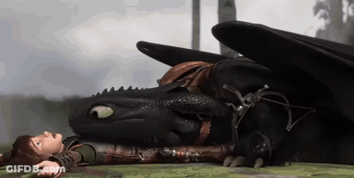 Hiccup Laying On Toothless Dragon GIF