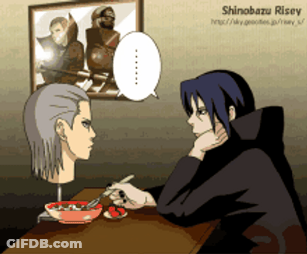 Hidan Eating With Itachi Uchiha GIF