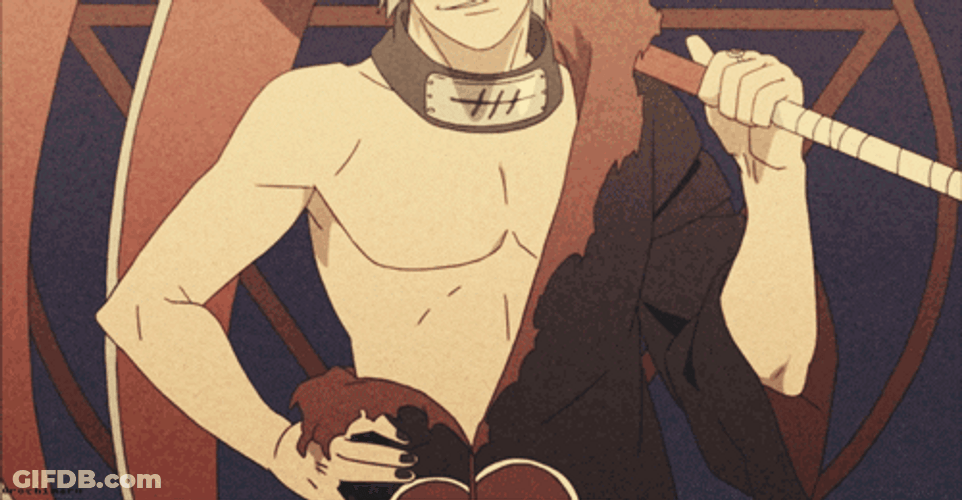 Hidan Modeling His Three Bladed Scythe GIF