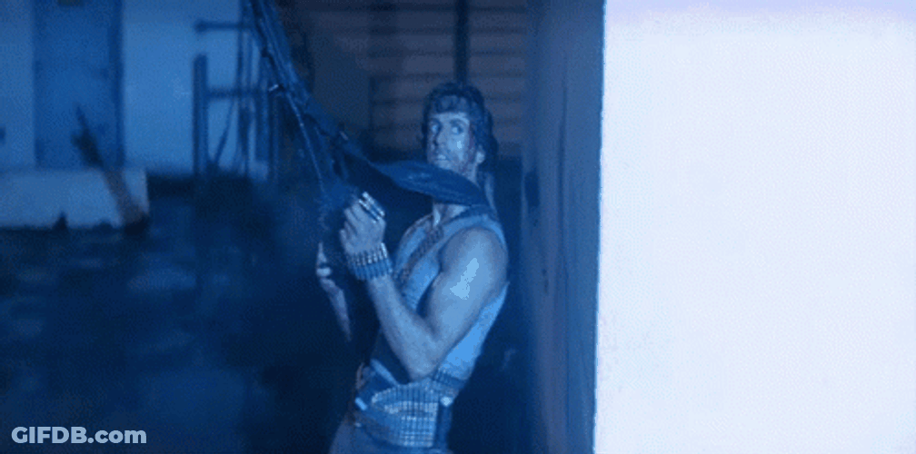 Hiding Rambo Machine Gun GIF
