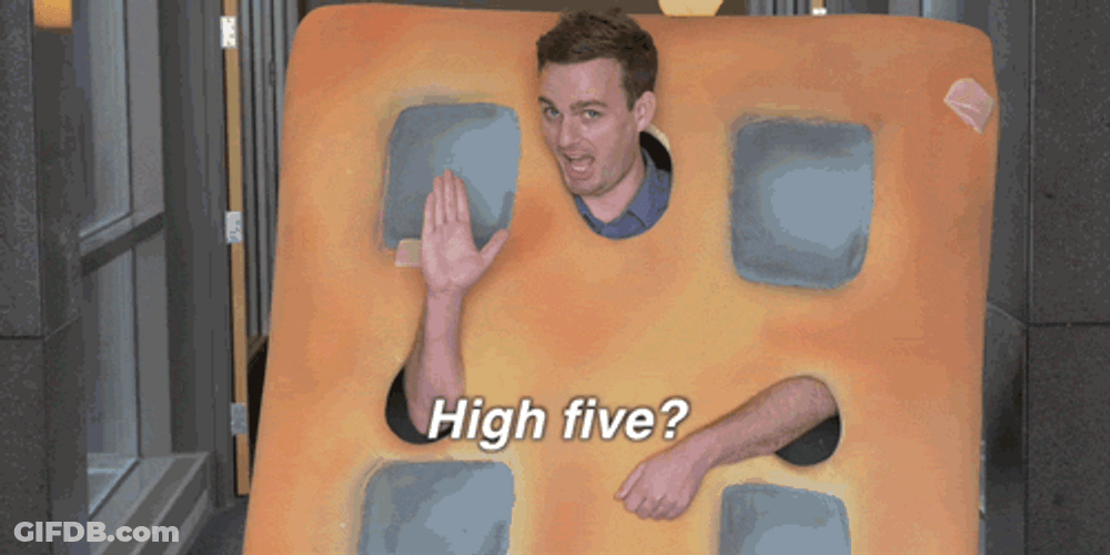 High Five Chex Mix Pretzel Guy GIF