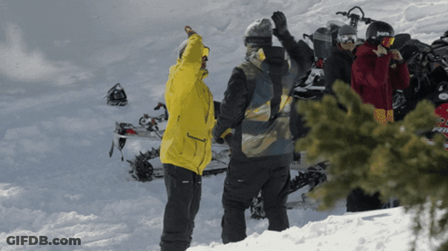 High Five Snowboarding Men GIF