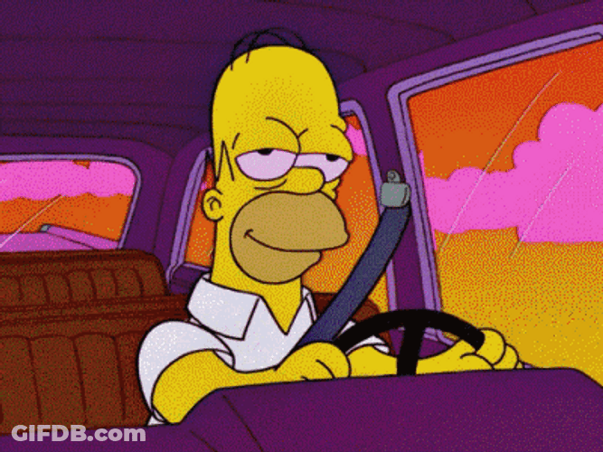High Homer Simpson In Car GIF