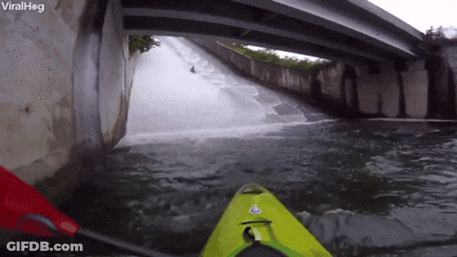 High Speed Kayaking On Steep Stonewall Waterslide GIF